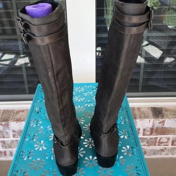 Antonio Melani Gray Distressed Look Riding Boots - Picture 13 of 14